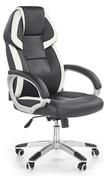 Scaun de birou BARTON, negru/alb, piele ecologica perforata, 64x68x115