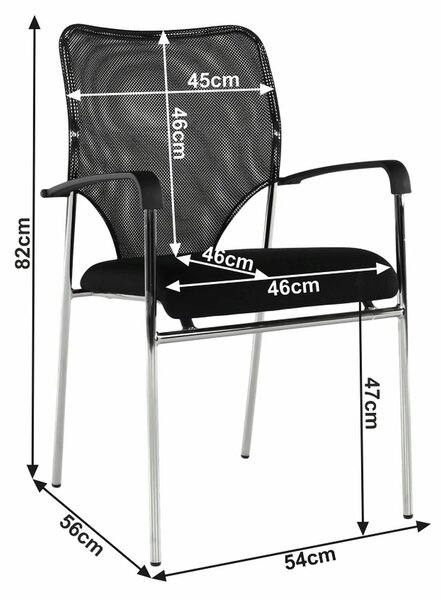 Scaun conferinta UMUT, negru/crom, plasa/metal, 54x56x82 cm
