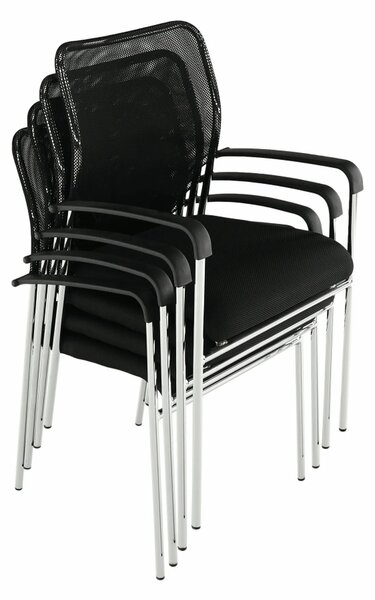 Scaun conferinta UMUT, negru/crom, plasa/metal, 54x56x82 cm