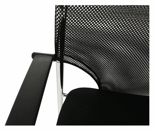 Scaun conferinta UMUT, negru/crom, plasa/metal, 54x56x82 cm