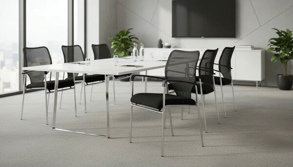 Scaun conferinta UMUT, negru/crom, plasa/metal, 54x56x82 cm