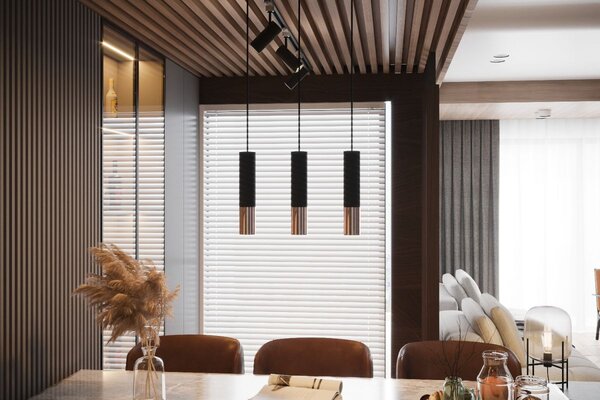 Sollux Lighting Loopez lampă suspendată 2x40 W negru-cupru SL.0947