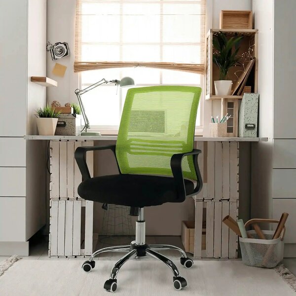 Scaun de birou APOLO, verde/negru, stofa/plasa/metal, 61x54x87/95 cm