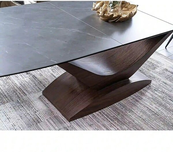 Masa sticla securizata DOLCE, gri mat/nuc, 180-240x95x76 cm