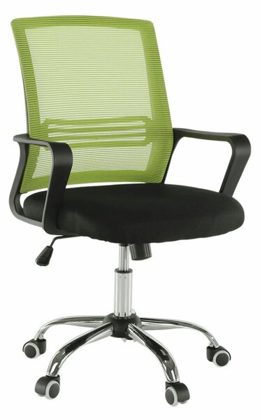 Scaun de birou APOLO, verde/negru, stofa/plasa/metal, 61x54x87/95 cm