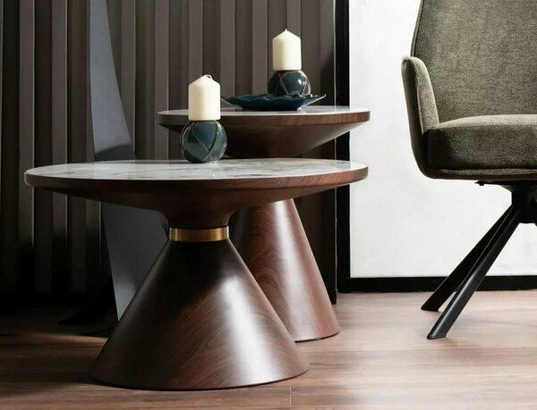 Masuta NAPA A, alb/nuc/auriu, ceramica/metal, 70x70x43 cm