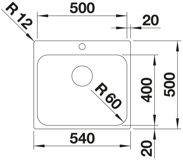 Blanco Supra 500-IF/A chiuveta din otel 54x50 cm oţel 526354