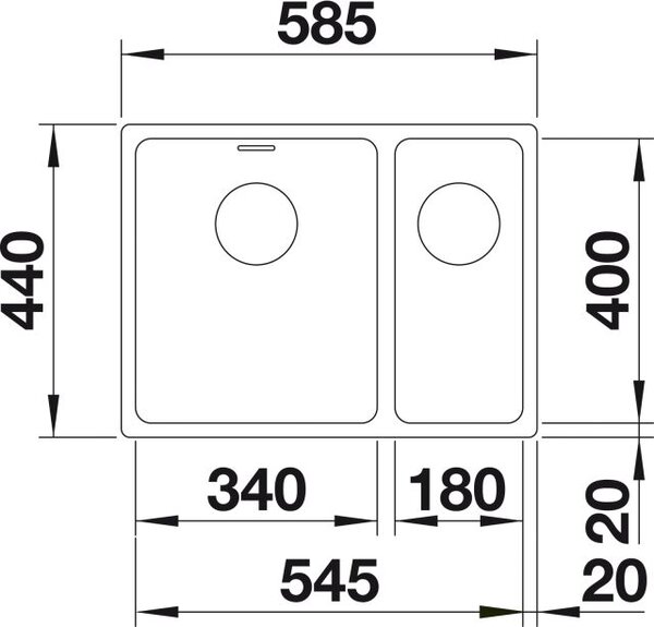 Blanco Andano 340/180-U chiuveta din otel 58.5x44 cm 522977