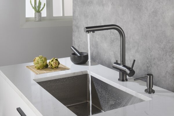 Blue Water Apala baterie de bucatarie cu filtru pe picior grafit/gri 5901730616507
