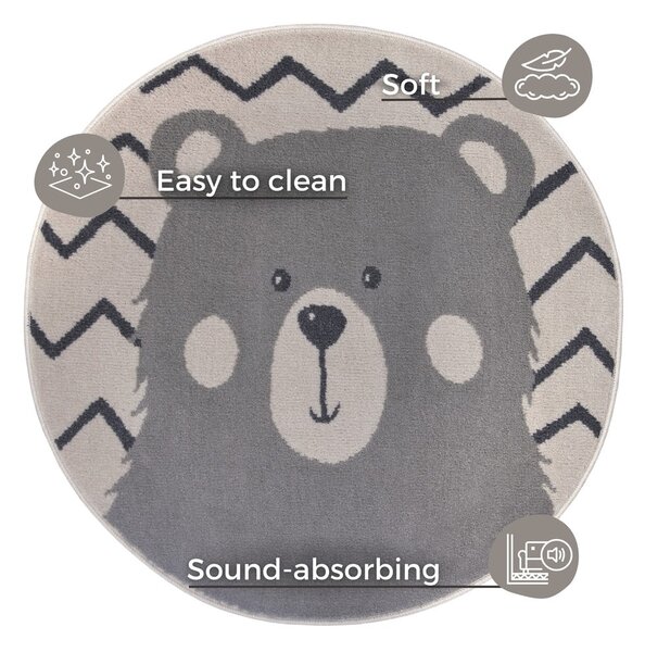 Covor pentru copii gri ø 140 cm Bear – Hanse Home