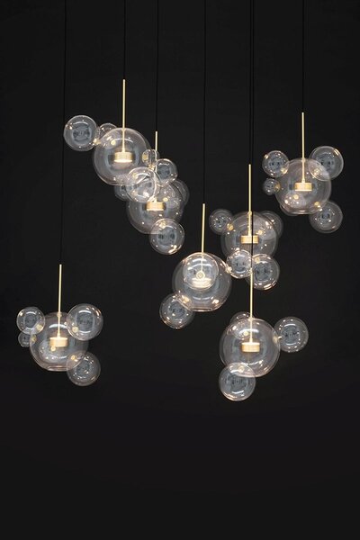 King Home Capri Line lampă suspendată x7 W transparent-auriu XCP9148-7B