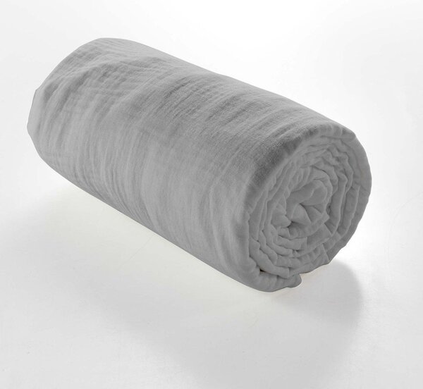 Cearceaf gri din muselină cu elastic 140x190 cm Angelia – douceur d'intérieur