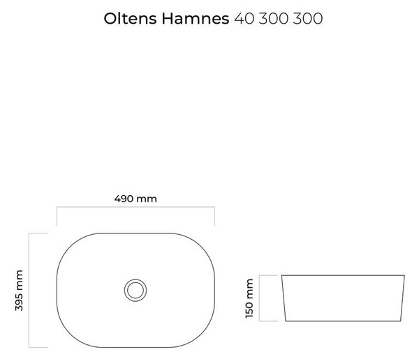 Oltens Hamnes lavoar 49x39.5 cm ovale de blat negru mat 40300300