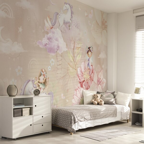 Tapet Zâne zână și unicorn, Fototapet Pentru Copii, w04051 : Uwalls.ro