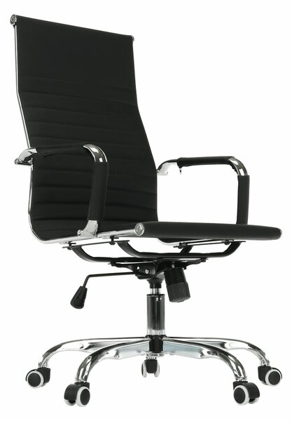 Scaun de birou AZURE 2 NEW, negru/crom, piele ecologica/metal, 63x55x1
