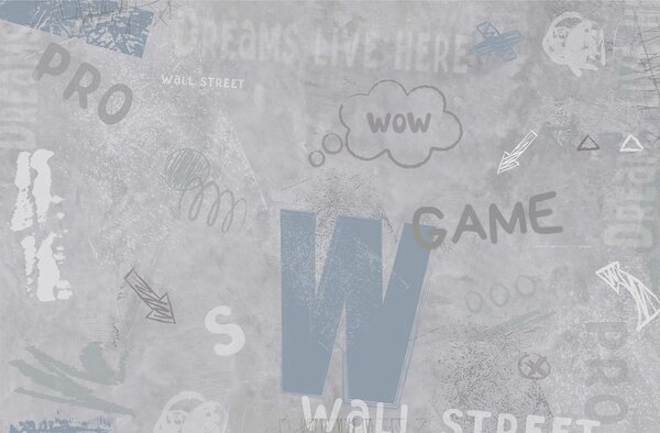 Tapet Design în stil street art cu inscripții, Fototapet pentru camera unui adolescent, Fototapet pentru camera unui adolescent, w04056v1 : Uwalls.ro