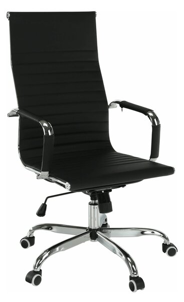 Scaun de birou AZURE 2 NEW, negru/crom, piele ecologica/metal, 63x55x1