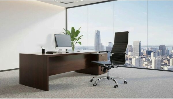 Scaun de birou AZURE 2 NEW, negru/crom, piele ecologica/metal, 63x55x1