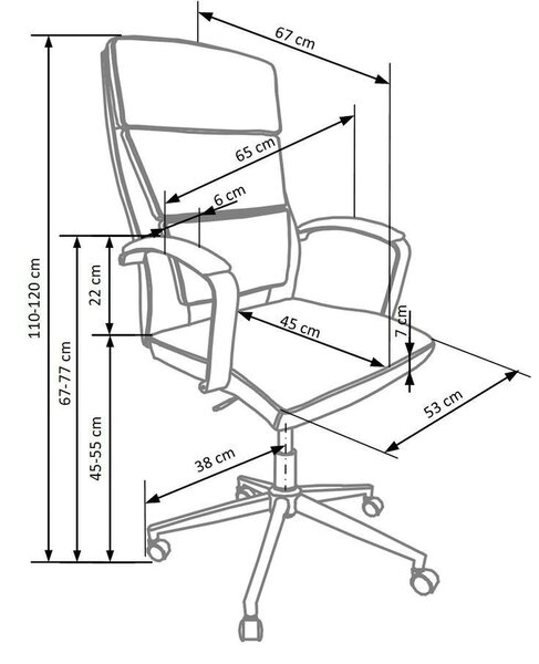 Scaun de birou AURELIUS, alb, piele ecologica, 65x67x110/120 cm