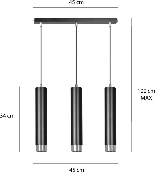 Emibig lampă suspendată 3x8 W negru-crom 643/3