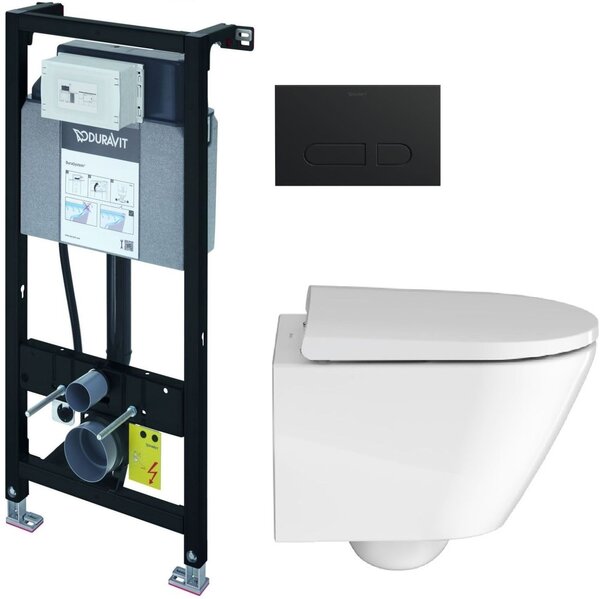 Set cadru încastrat Duravit DuraSystem WD1011000000, vas WC cu capac soft-close Duravit D-Neo 45880900A1, WD5001031000
