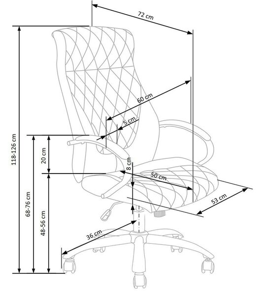 Scaun de birou HILTON, maro, piele ecologica, 60x72x118/126 cm