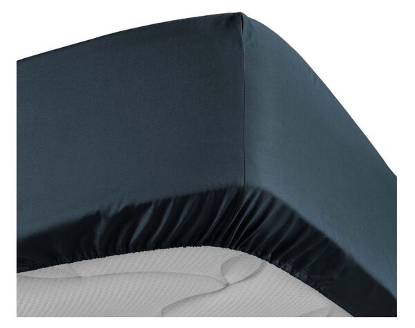 Cearceaf albastru închis din bumbac percal cu elastic 160x200 cm Percaline – douceur d'intérieur