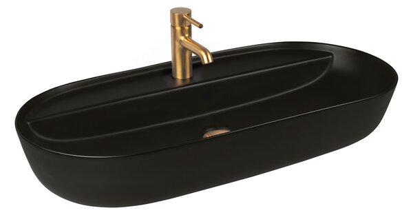 Oltens Hamnes lavoar 80x40 cm ovale de blat negru mat 41315300