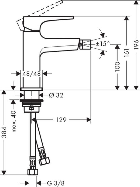 Hansgrohe Metropol baterie bideu stativ crom 32520000