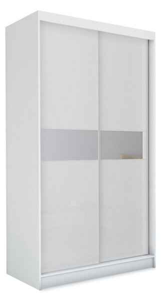 Dulap cu uși glisante și oglindă ALEXA, alb, 150x216x61