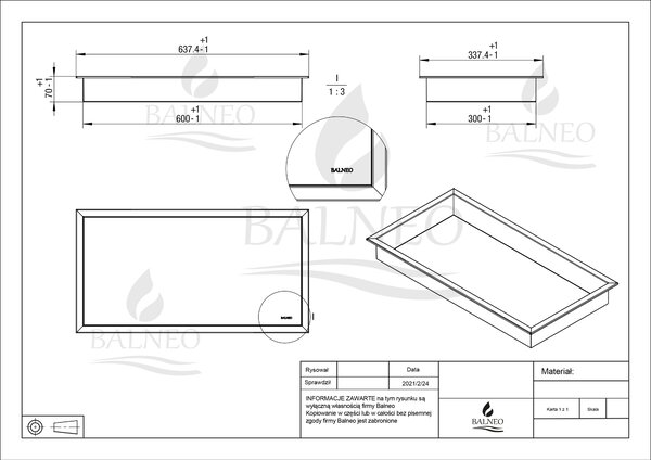 Balneo Wall-Box One Inox raft de nișă 60 cm oţel OB-IN3