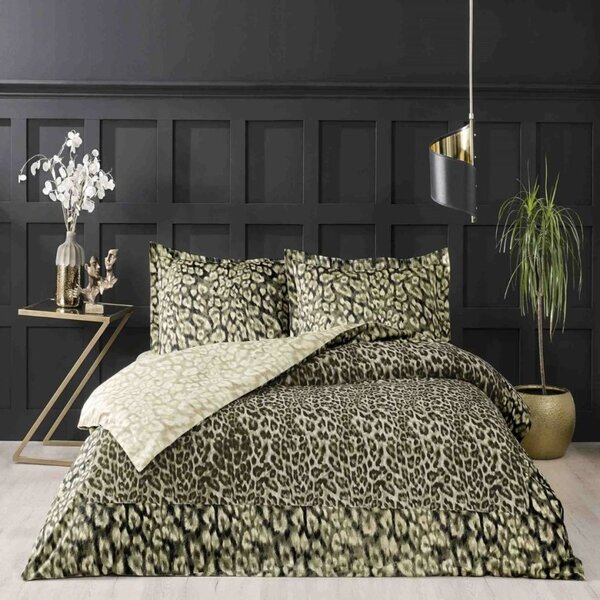 Lenjerie pat dublu bumbac 100% satinat animal print, TAC Mako-Satin, Leona Maro