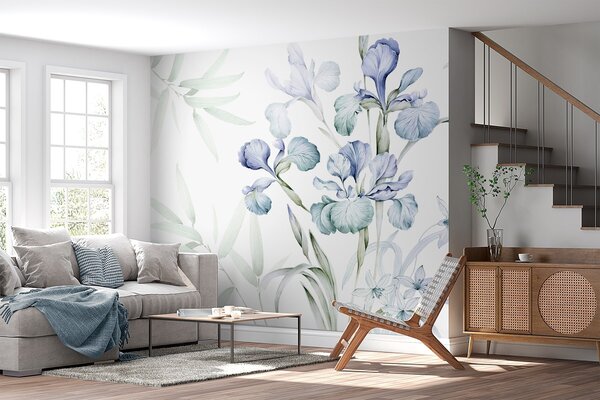 Tapet Iriși delicate imitație de acuarelă, Fototapet Flori, w03955 : Uwalls.ro
