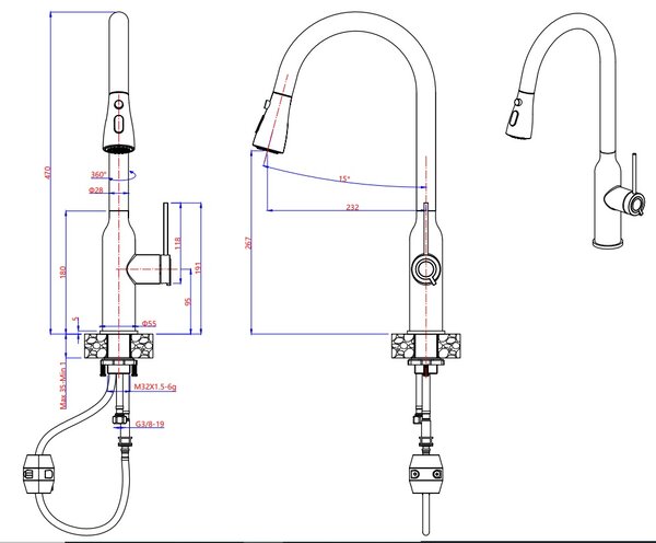 Quadron Jessica Q Line baterie bucătărie pe picior alb-cupru 3573591_WHMPVDC1