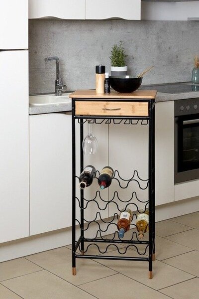 Wenko Loft raft pentru sticle 48x30x95 cm negru-maro 50705100