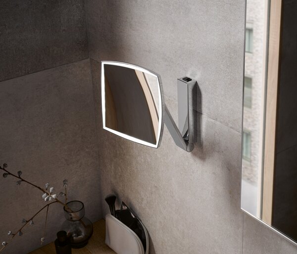 Keuco iLook Move oglindă cosmetică 20x20 cm pătrate cu iluminare crom 17613019004