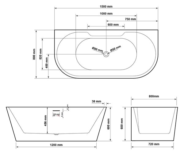 Hagser Greta cadă de perete 150x80 cm ovală alb HGR15000012