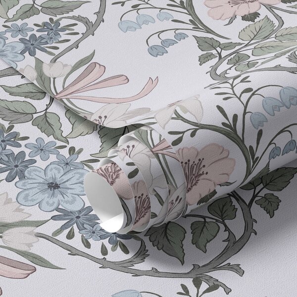 Tapet Model floral retro cu arcuri și muguri, Tapet în stil francez, a00174 : Uwalls.ro