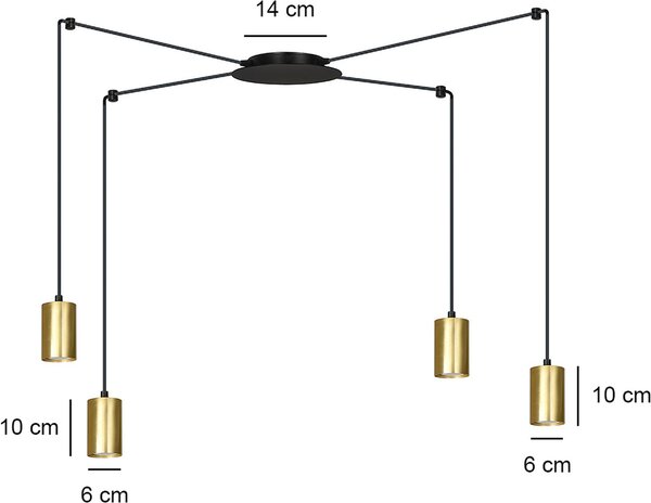 Emibig Traker lampă suspendată 4x8 W negru-auriu 526/4