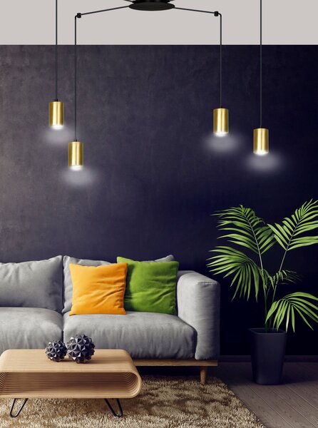 Emibig Traker lampă suspendată 4x8 W negru-auriu 526/4