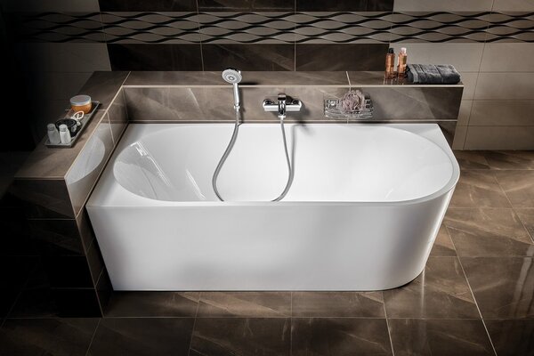 Aqualine Aqualine, cada TIBERA L pe coltar 170x80cm, alb, E1026