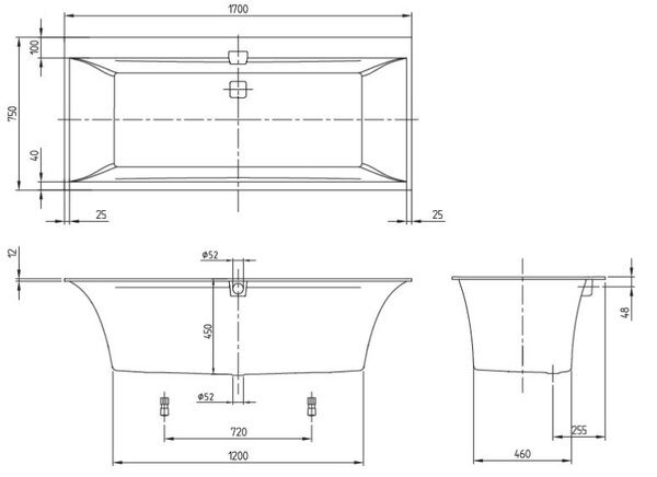 Villeroy & Boch Squaro Edge 12 cada dreptunghiulară 170x75 cm alb UBQ170SQE2DV-01