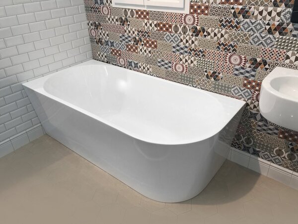 Aqualine Aqualine, cada TIBERA L pe coltar 170x80cm, alb, E1026