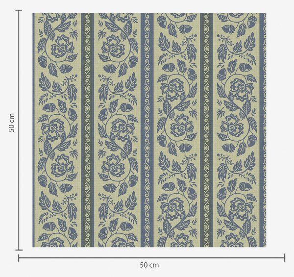 Tapet Ornament albastru vintage cu flori și ghinde, Tapet flori, a00181v1 : Uwalls.ro