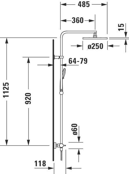 Duravit B.1 set de duș perete cu termostat cu duș de ploaie crom B14280008010