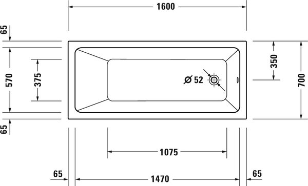 Duravit No. 1 cada dreptunghiulară 160x70 cm alb 700488000000000