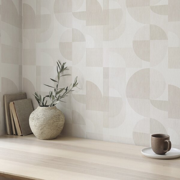 Tapet Geometrie minimalistă în paleta crem deschis, Tapete scandinav, a00189 : Uwalls.ro