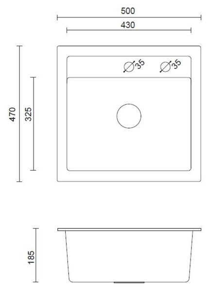 Quadron Johnny chiuveta graniteq 50x47 cm bej HCQJ5047BEZK