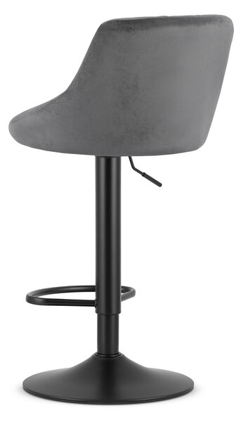 OFERTA Scaun de bar gri VELVET KAST cu picior negru II calitate