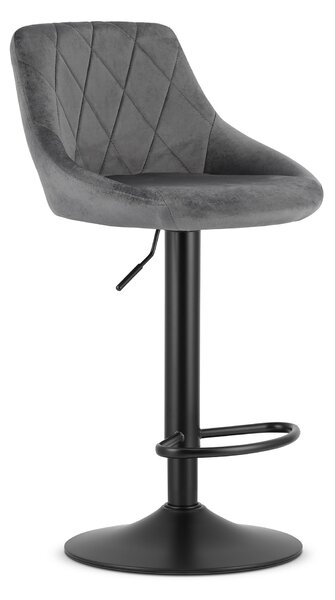 OFERTA Scaun de bar gri VELVET KAST cu picior negru II calitate